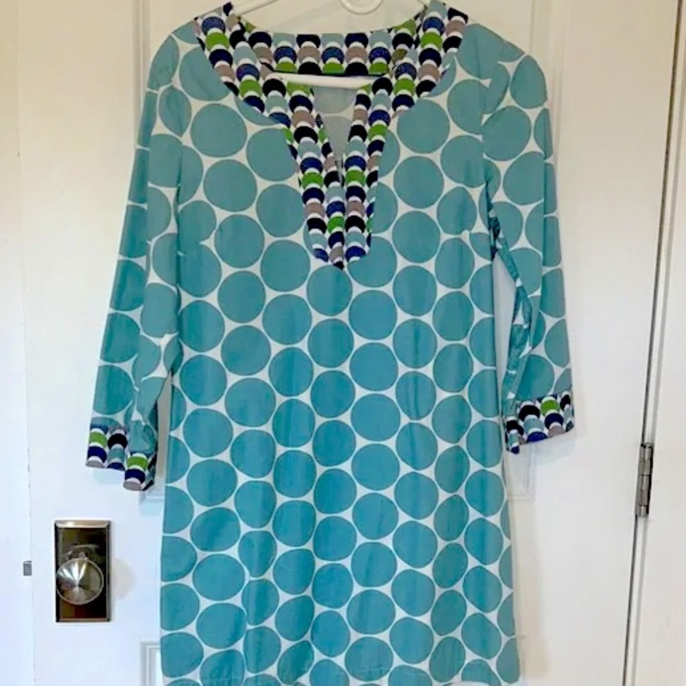 Boden Teal and Navy Long Sleeve Tunic Dress 6